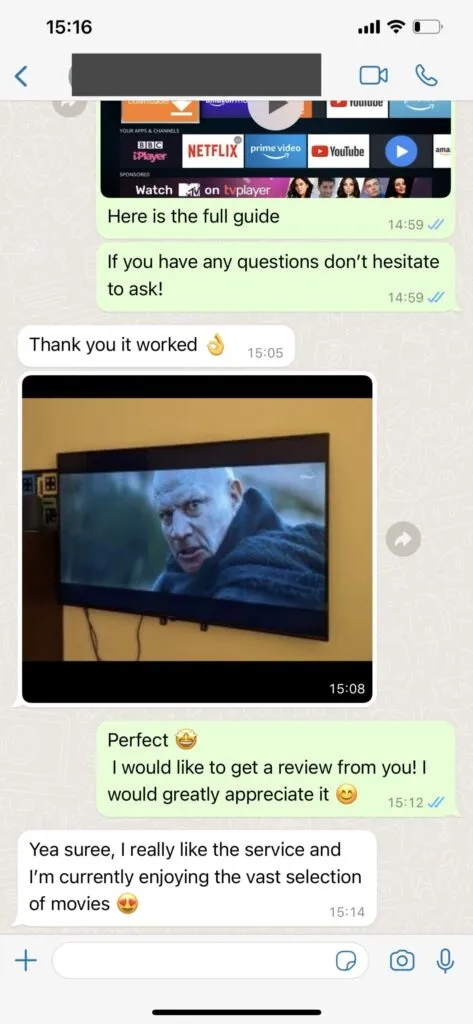 Blueshark IPTV WhatsApp Customer Experience 1